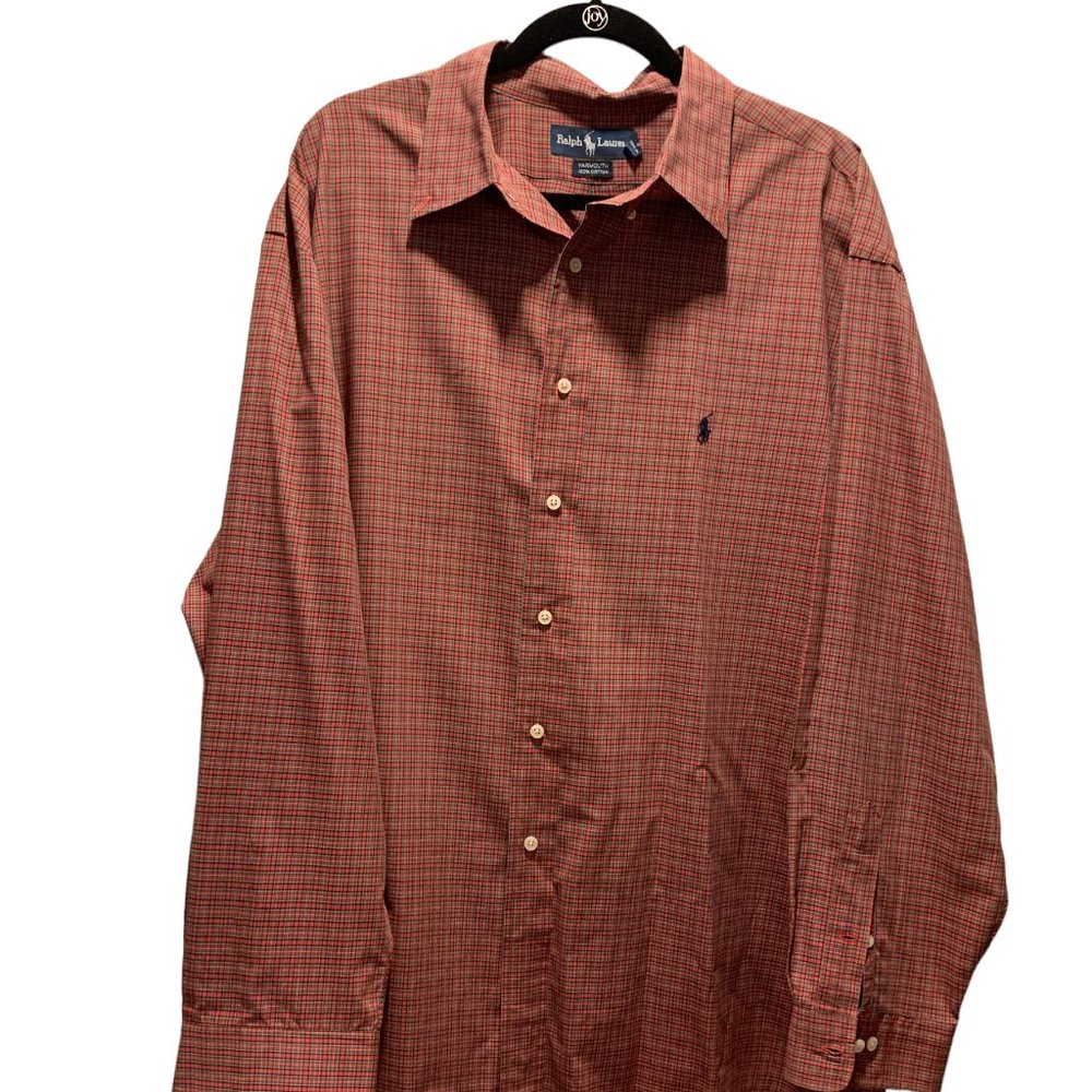 Ralph Lauren Yarmouth, Vintage, Red & Green Plaid Check Button Shirt 18, 34/35